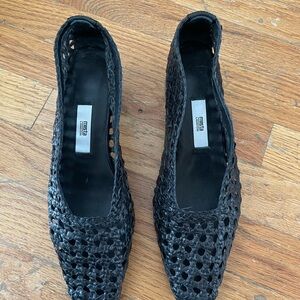 Miista London black woven pumps